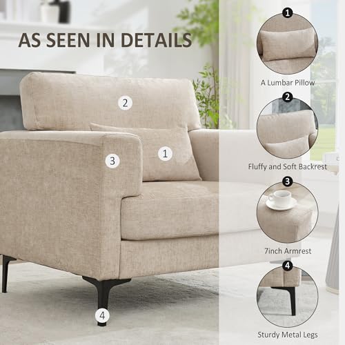 Oversized Green Chenille Armchair with Metal Legs B71509