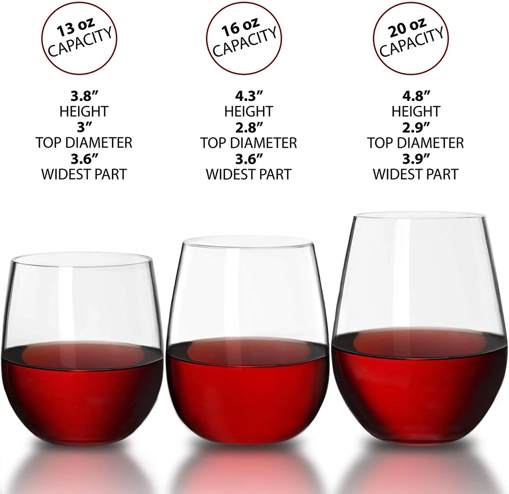 16 oz BPA-Free Stemless Plastic Wine Glasses Set of 12 O9308