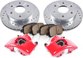 Powder Coated Red Calipers Rotors Ceramic Pads Performance Kit Q5435