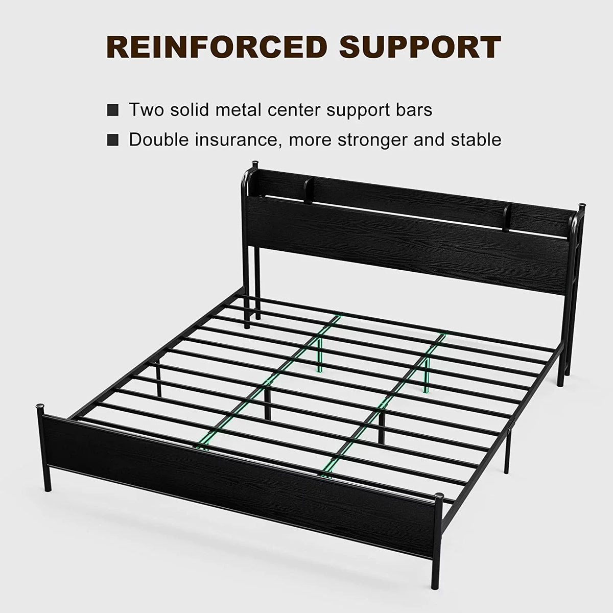 Black Twin XL LED Bed Frame with Storage Headboard and USB Ports T705251
