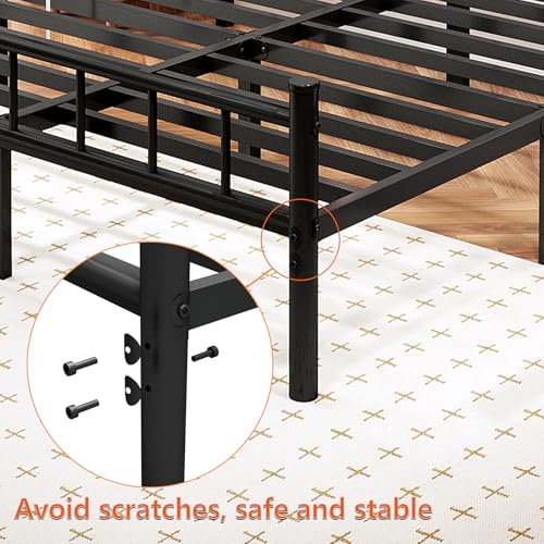 Full Size 14 Inch Metal Bed Frame with Headboard D8069