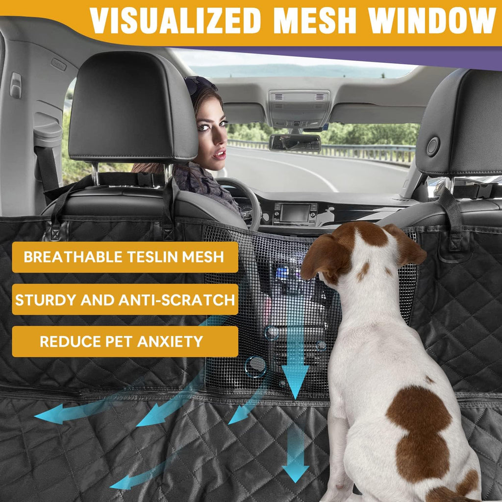 4-in-1 Waterproof Dog Car Seat Cover with Mesh Window, 55 x 58 in, Pack of 2 O19488