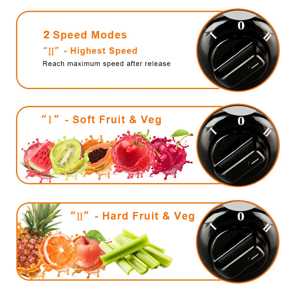 Electric Juicer 2 Speeds 65mm Wide Mouth Stainless Steel Black R652188
