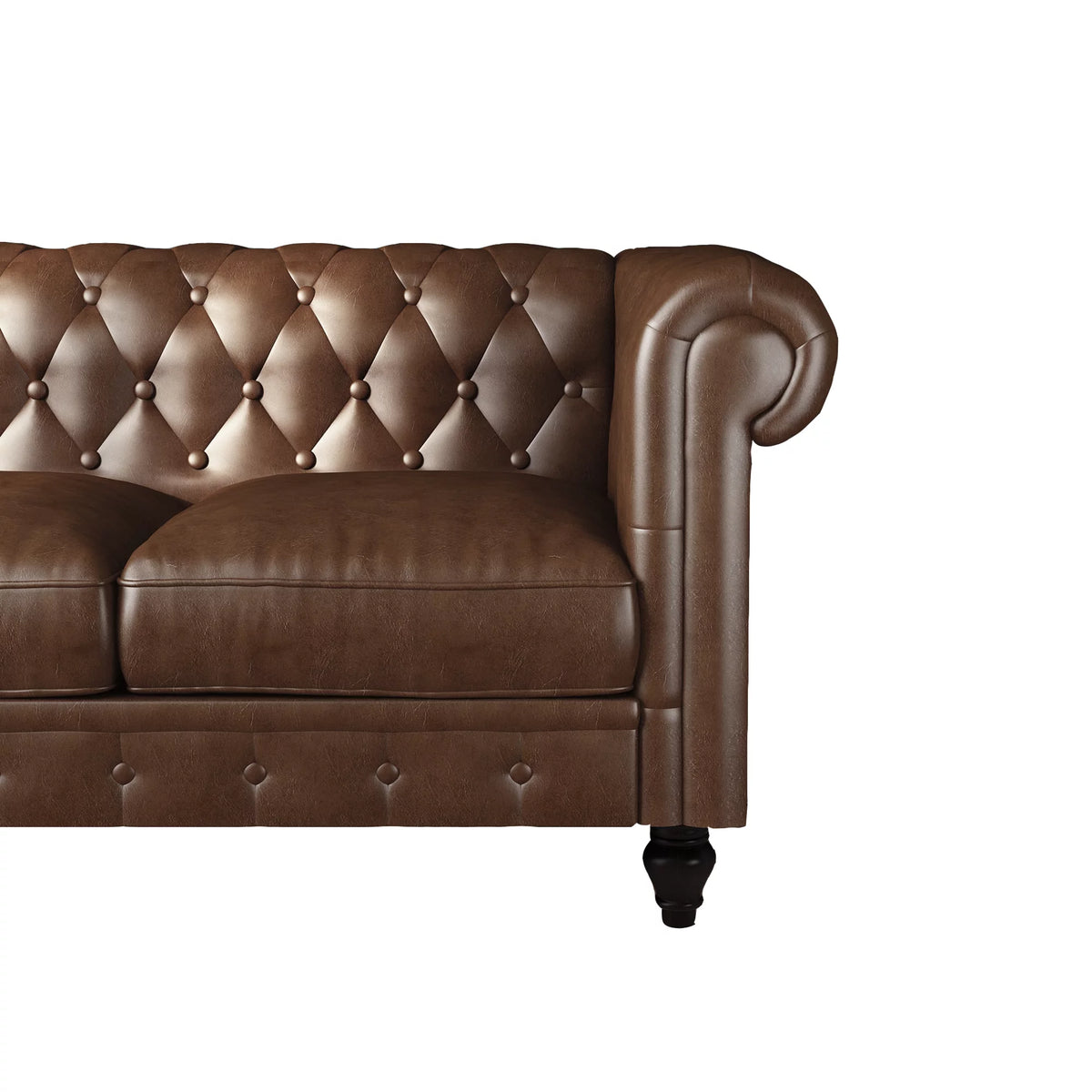 Button Tufted Faux Leather 3-Seater Sofa Z9247