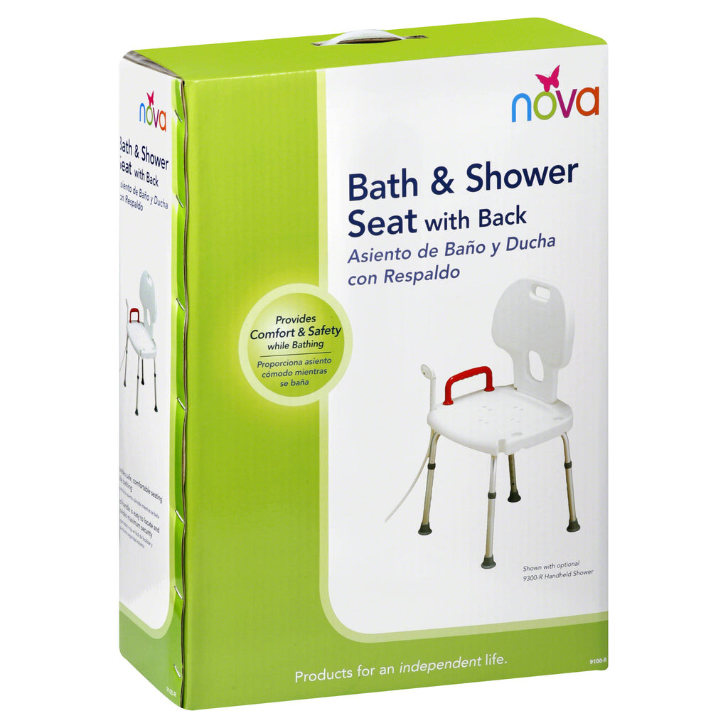 White Bath Seat with Back and Handle P5365