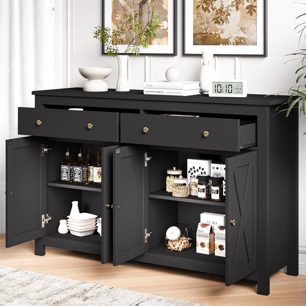 White 4-Doors 2-Drawers Wood Storage Cabinet D22991