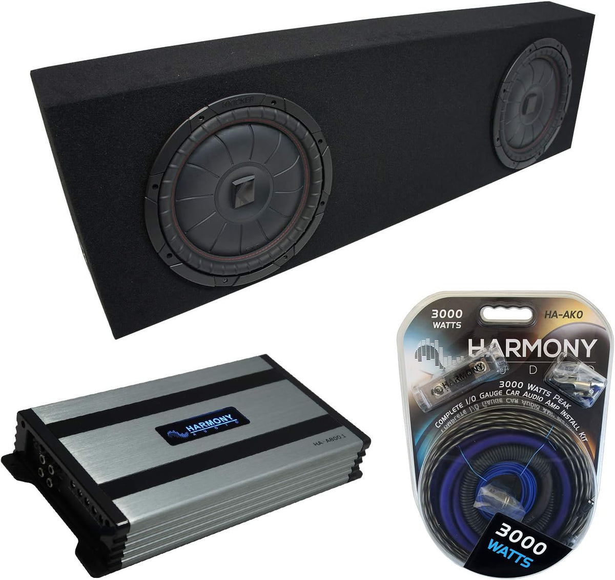 Dual 10 Black Sub Box Enclosure & Amp X41837