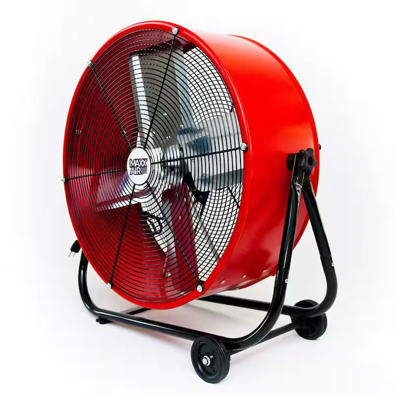 2 Fan Speeds Drum Fan in Red with Snap-On Wheels Z395