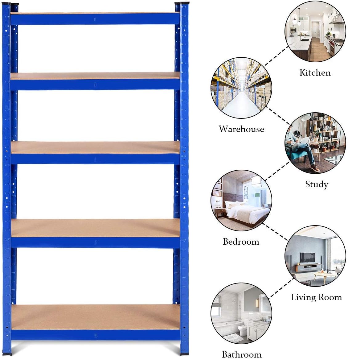 5-Tier Heavy Duty Steel Storage Shelves with Adjustable Shelves V911157