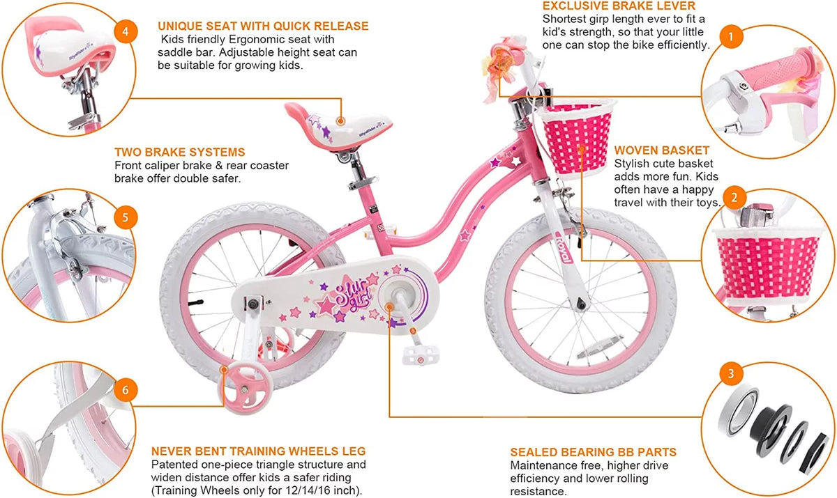 Blue 14 In Kids Bike with Basket and Training Wheels Z555574