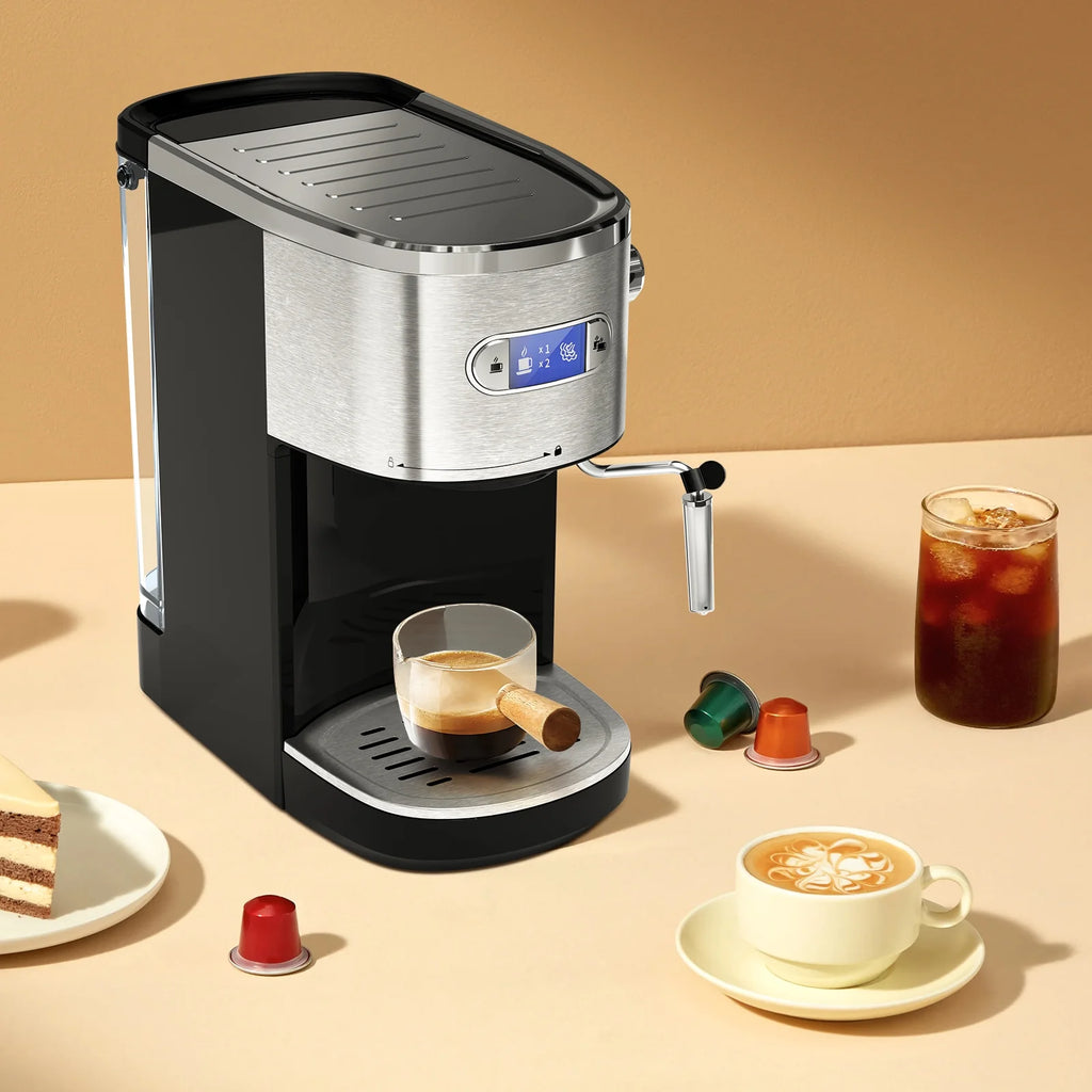 Black 20BAR Coffee Maker with Steam Milk Frother D53172