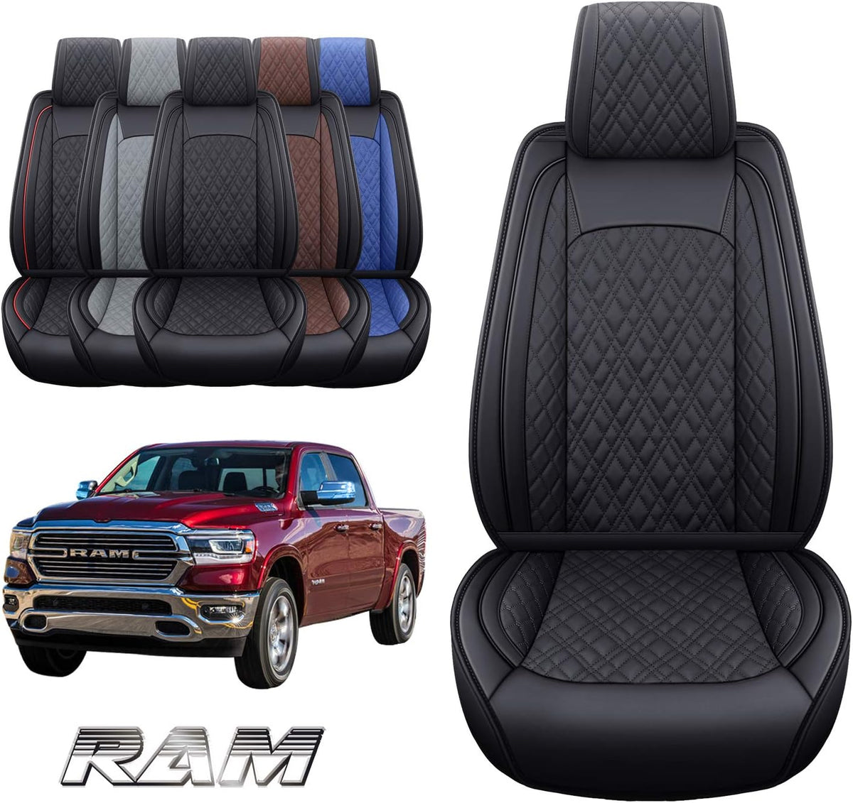 Black-Brown 2 Pc Front Car Seat Covers J906819