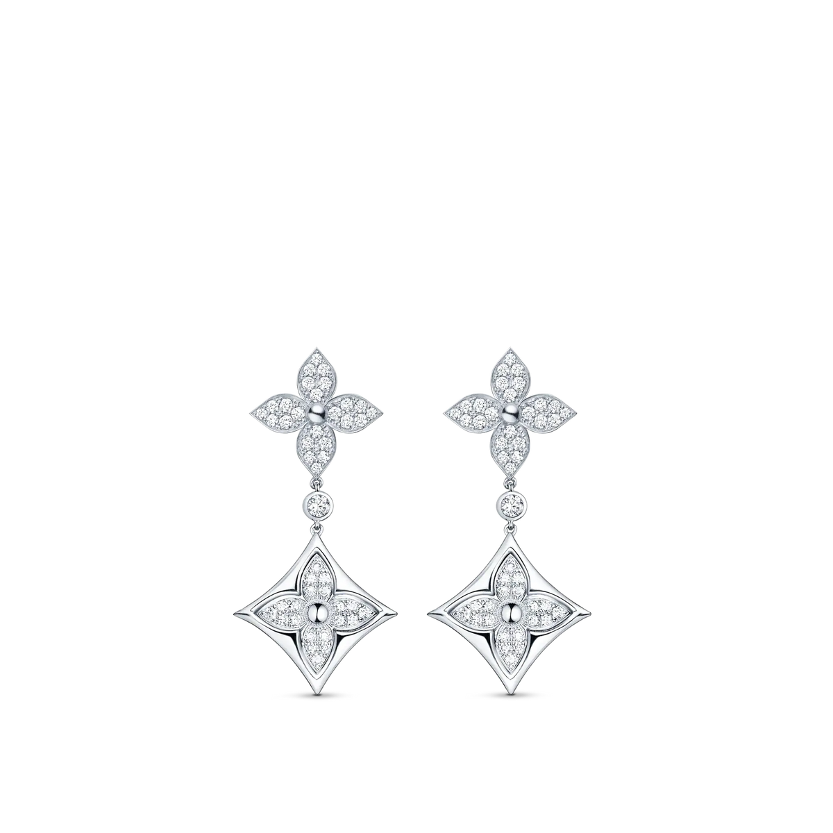 White Gold and Diamond Long Earrings K407