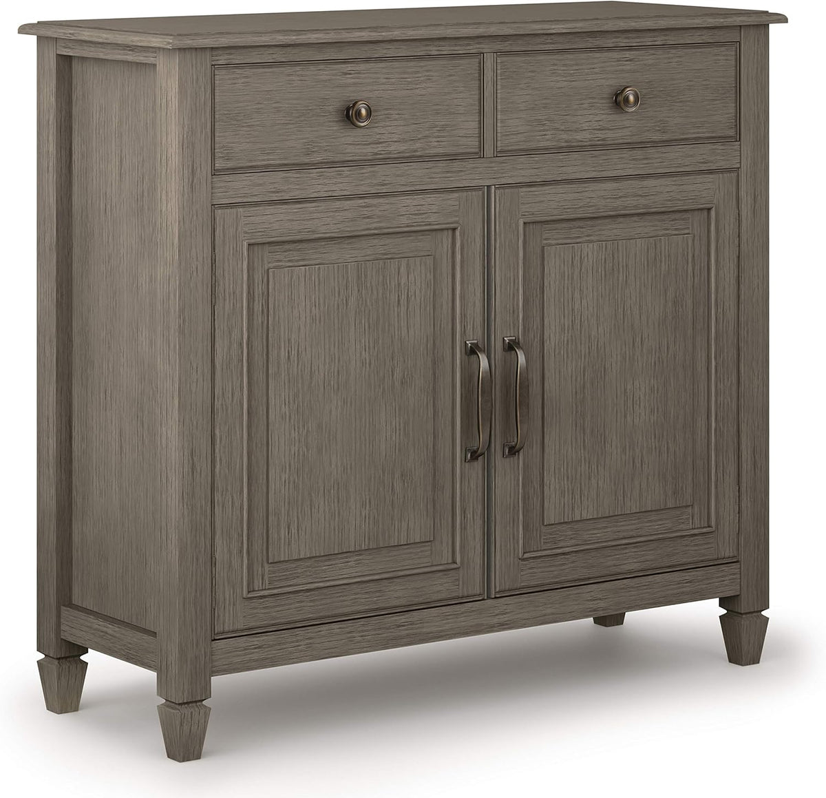 Distressed Grey Solid Wood Entryway Storage Cabinet with 2 Drawers, 2 Doors, Adjustable Shelves F68484