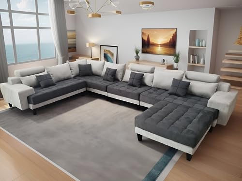Black Microfiber Fabric Sectional Sofa X143