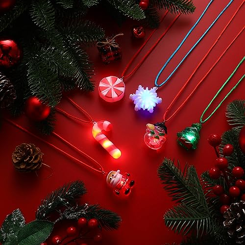 Light up Christmas Bulb Necklace with Santa Claus Tree Snowman Snowflake Candy Decorations 36 Pcs Q447