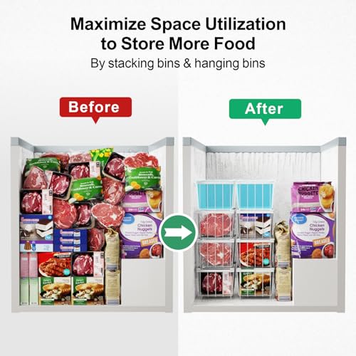 4 Pack Small Stackable Black Freezer Organizer Bins K945