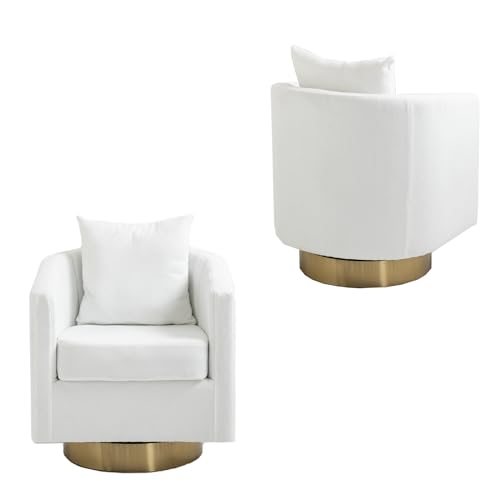 White Set of 2 Swivel Teddy Fabric Accent Chairs V108922