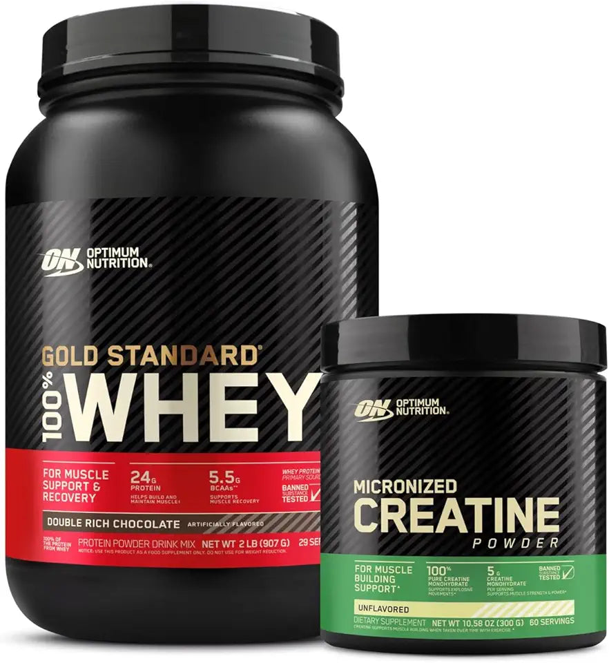 Double Rich Chocolate Whey Protein Isolate 2 Lbs and Unflavored Micronized Creatine Monohydrate Powder 300 Grams E40162
