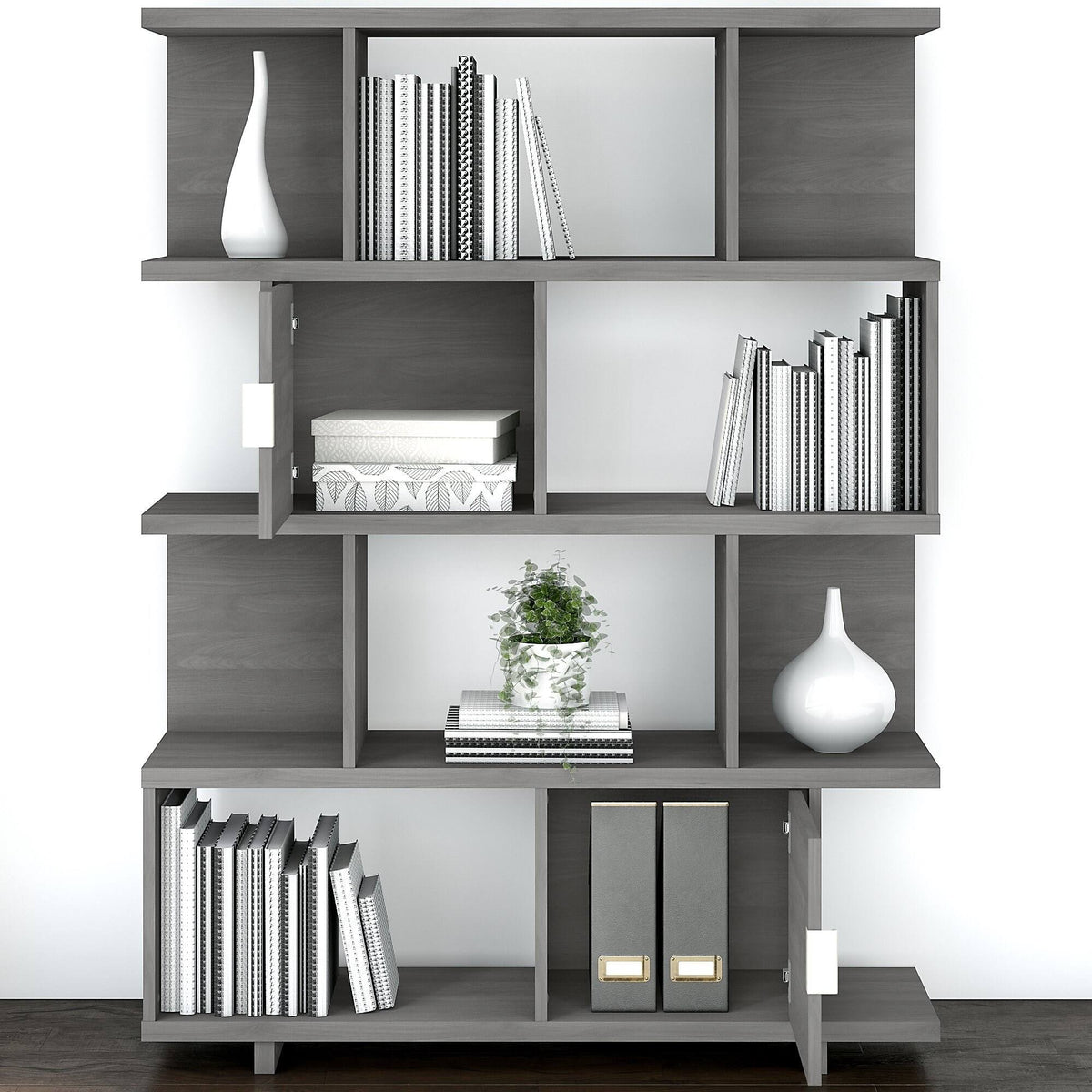 Modern Gray Bookcase with Doors Z624620