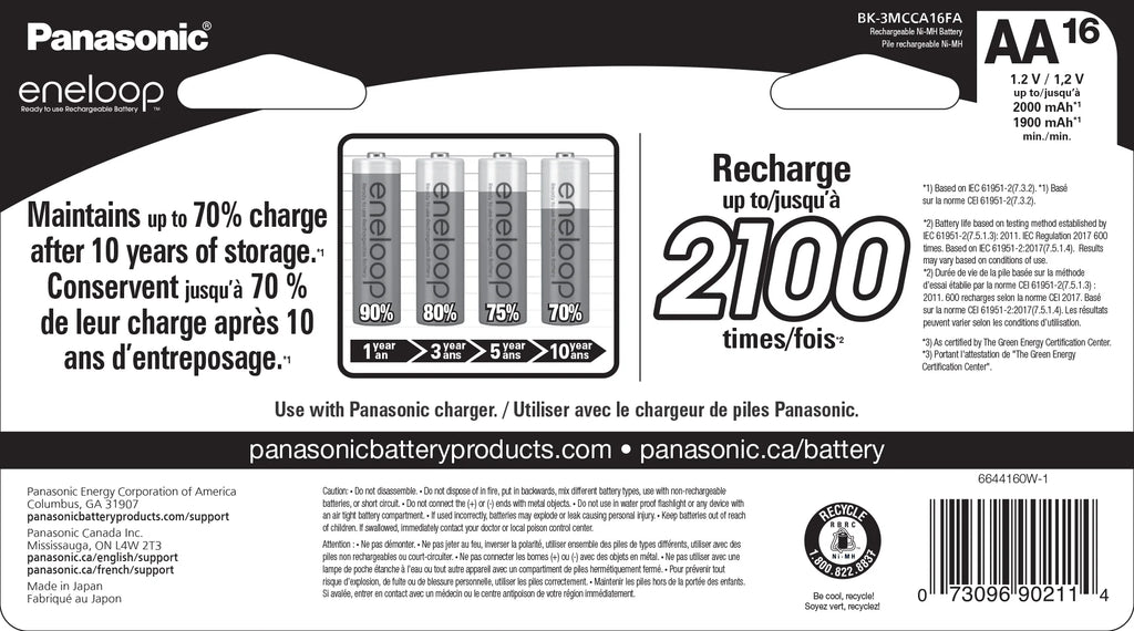 16 Pack AA Rechargeable Nickel Metal Hydride Batteries C725