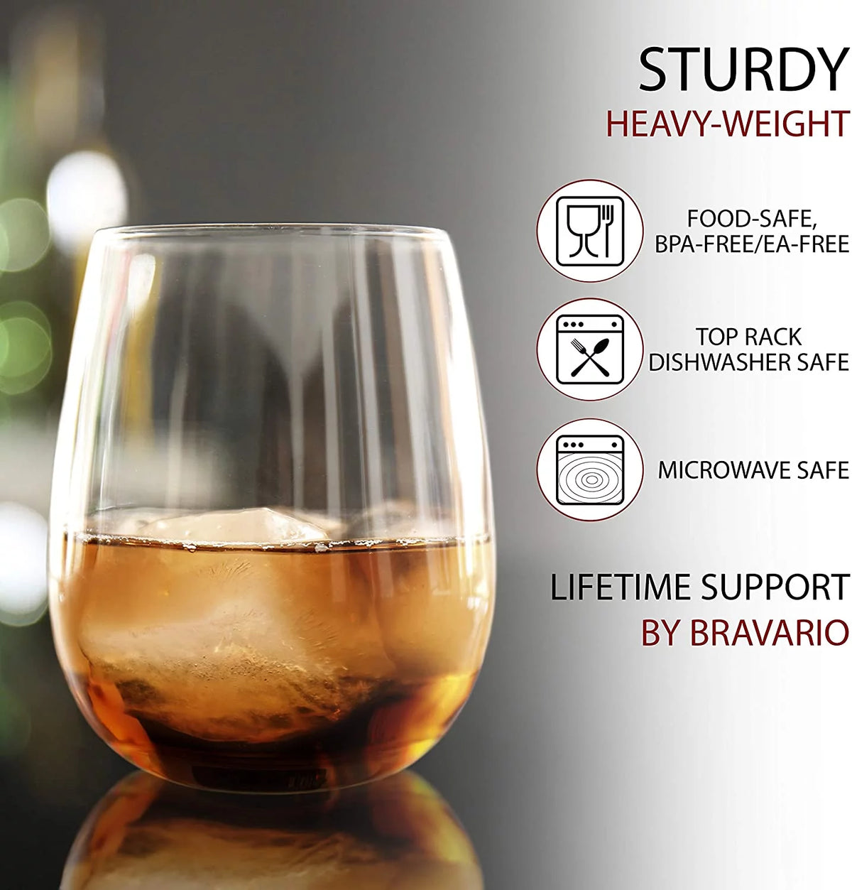 16 oz BPA-Free Stemless Plastic Wine Glasses Set of 12 O9308