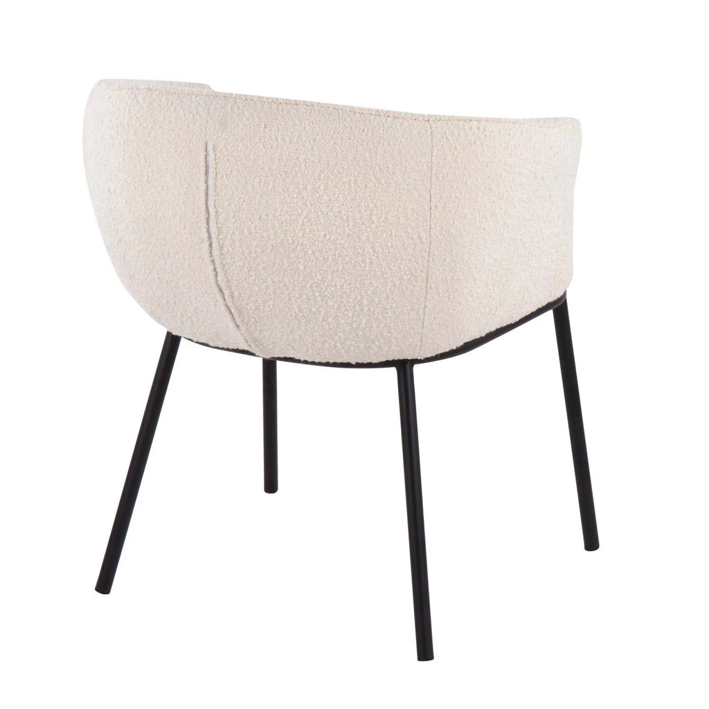 Contemporary Chair in Black Steel and White Sherpa Fabric R8651