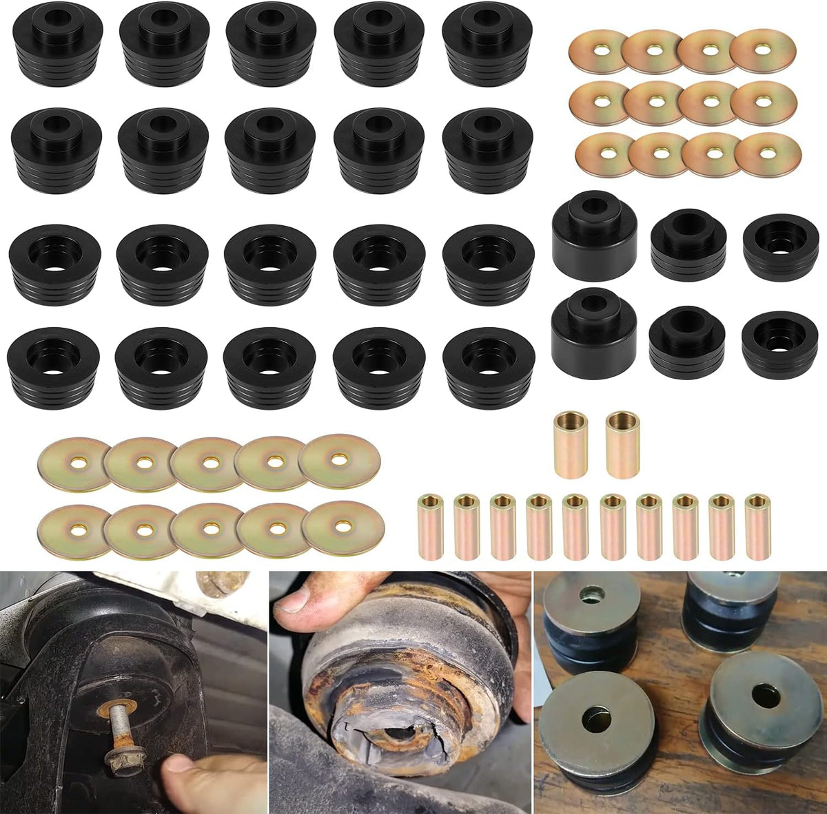 Black 62 Pcs Body Mount Bushing Kit D96753