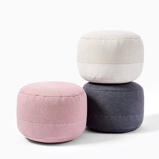 Cotton Canvas Round Pouf X830