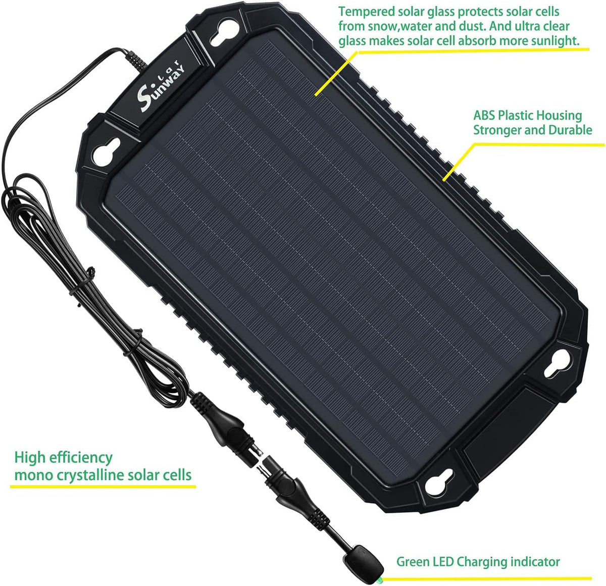 12V 8W Portable Waterproof Solar Car Battery Trickle Charger J953113