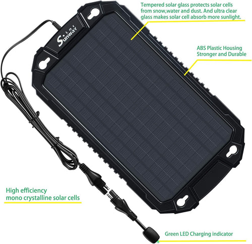 12V 8W Portable Waterproof Solar Car Battery Trickle Charger J953113