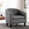 Linen Fabric Tufted Barrel Chair V798