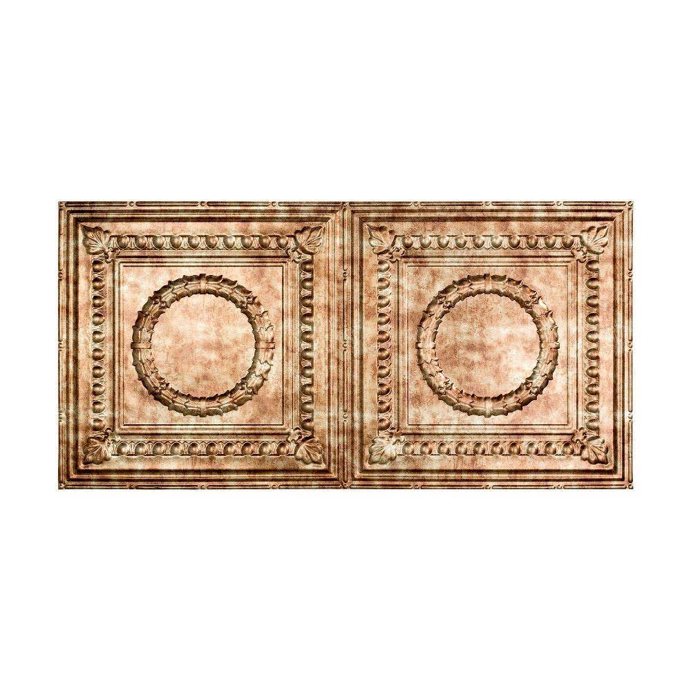 Rosette Decorative Vinyl Glue Up Ceiling Tile in Bermuda Bronze (5 Pack) I18779