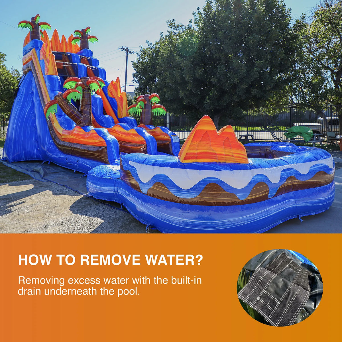 19' Inflatable Water Slide with Detachable Pool A74264