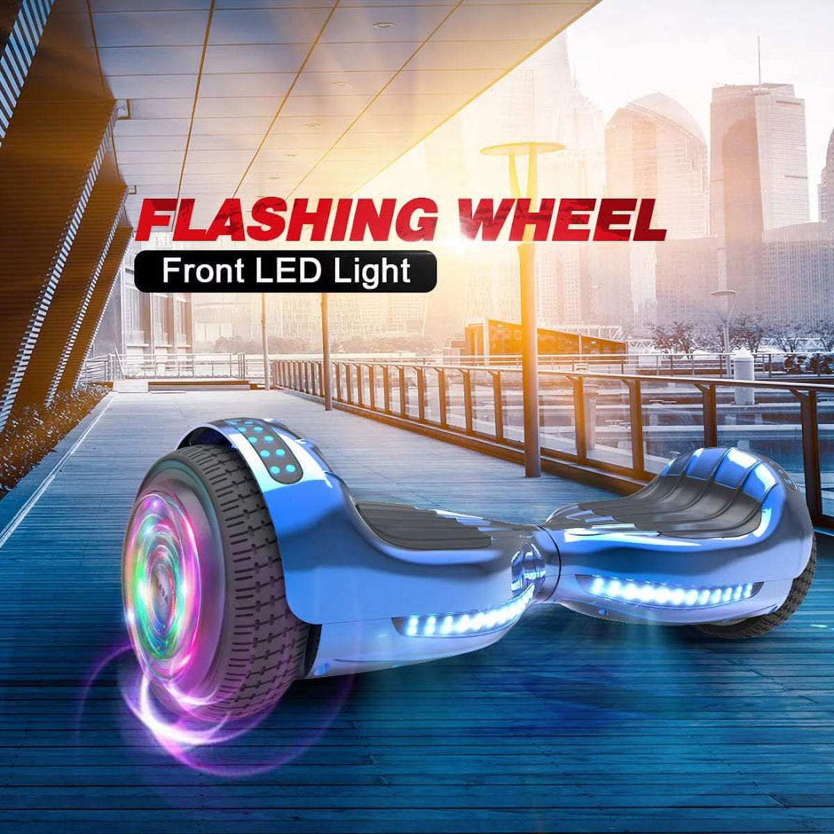 Chrome Blue Self Balancing Hoverboard with LED Light L64050