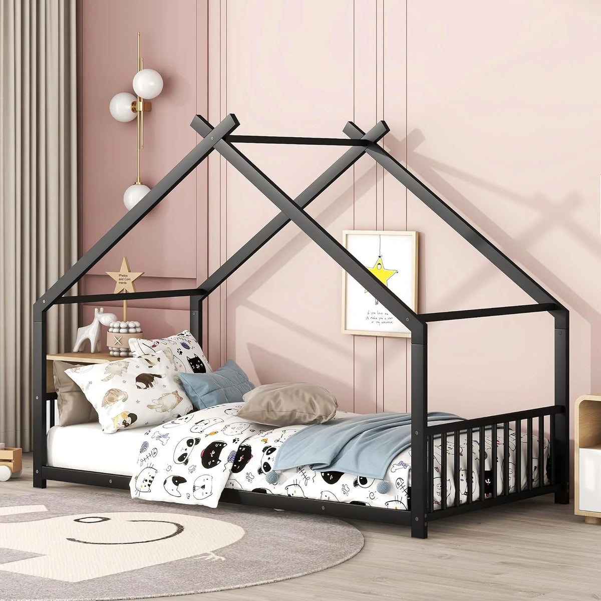 Black Floor Bed Frame Q1235