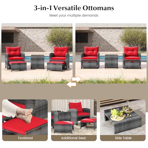 5 Piece Patio Rattan Furniture Set with Coffee Table U8577