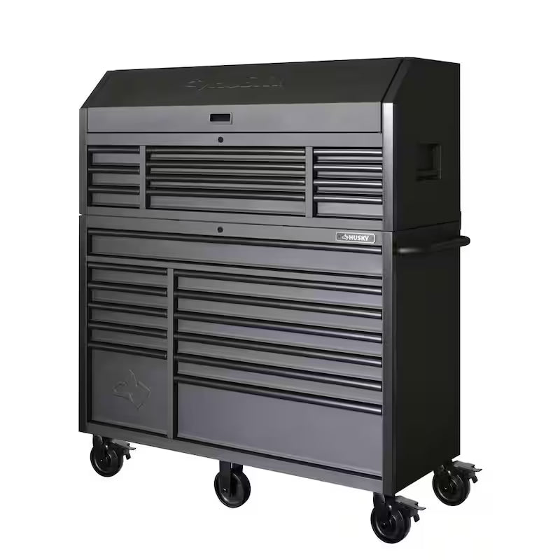 Heavy Duty 23-Drawer Rolling Tool Chest and Top Tool Cabinet Set in Matte Black D616