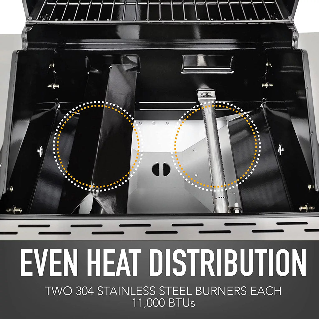 2-Burner Compact Propane Gas Grill with Foldable Sides Z1356