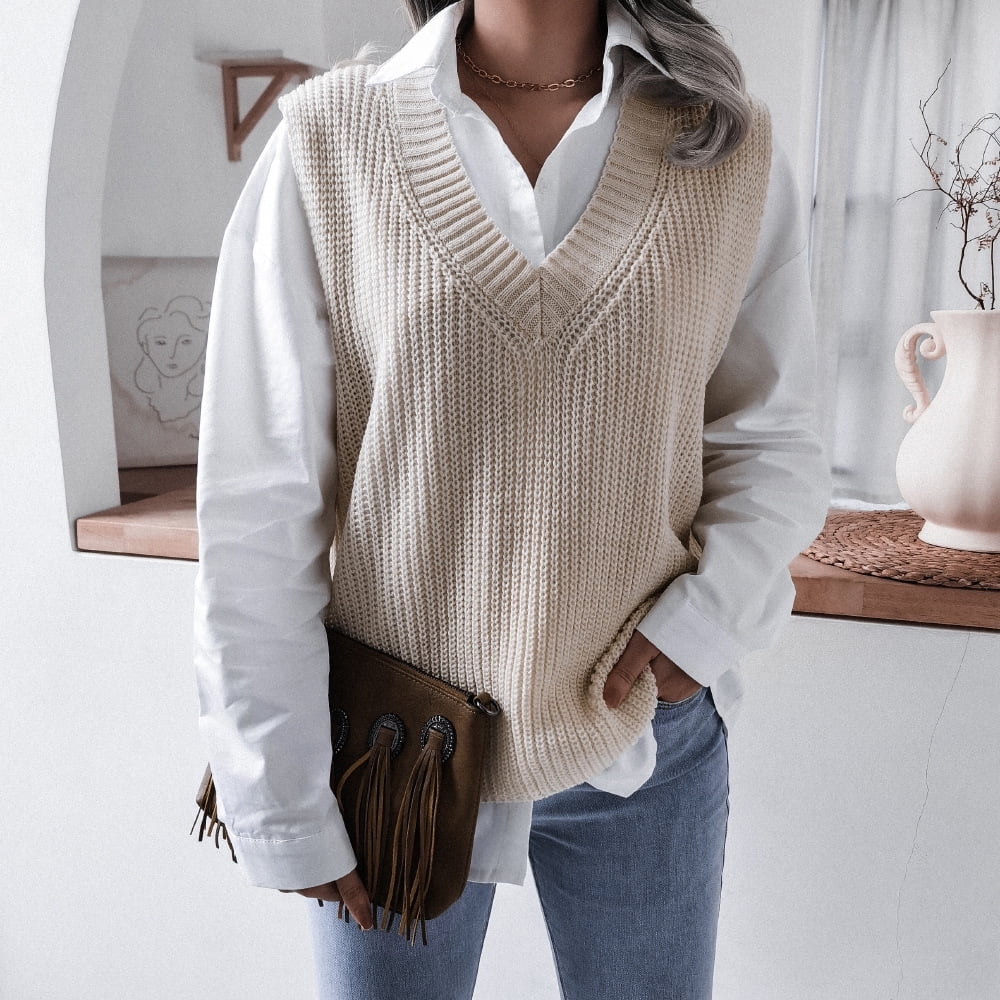 Sleeveless V-Neck Knitted Sweater Vest S1879