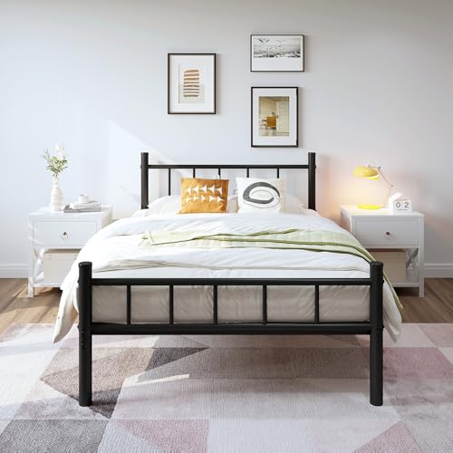 Full Size 14 Inch Metal Bed Frame with Headboard D8069