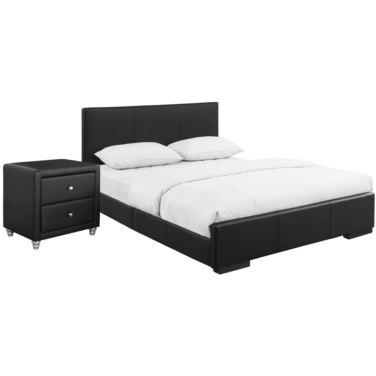 Black Upholstered Full Platform Bedroom Set C1985