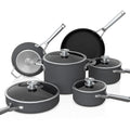 10 Piece Hard Anodized Nonstick Pots & Frying Pans Set with Glass Lids V850