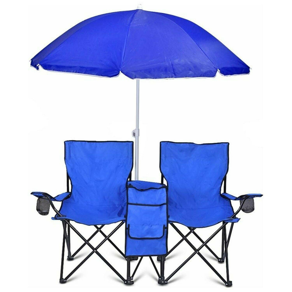Blue Portable Double Folding Chair with Carry Case P1603