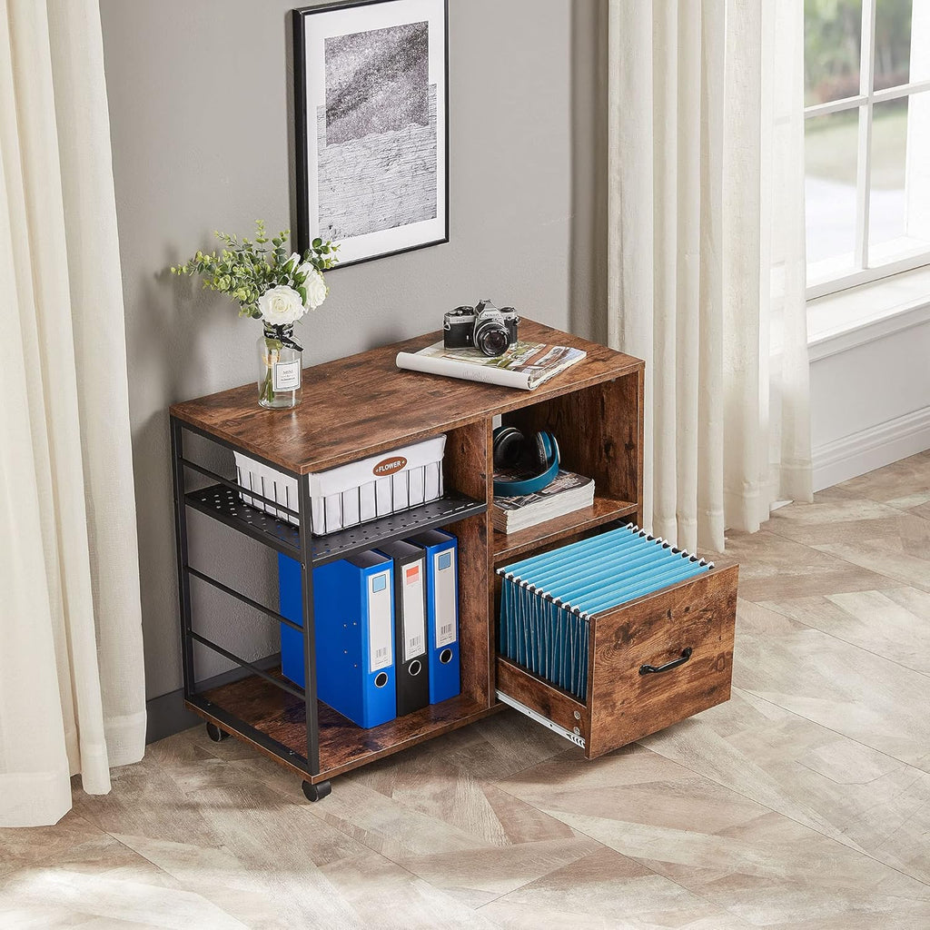 File Cabinet with Drawer and Open Storage Shelves L612