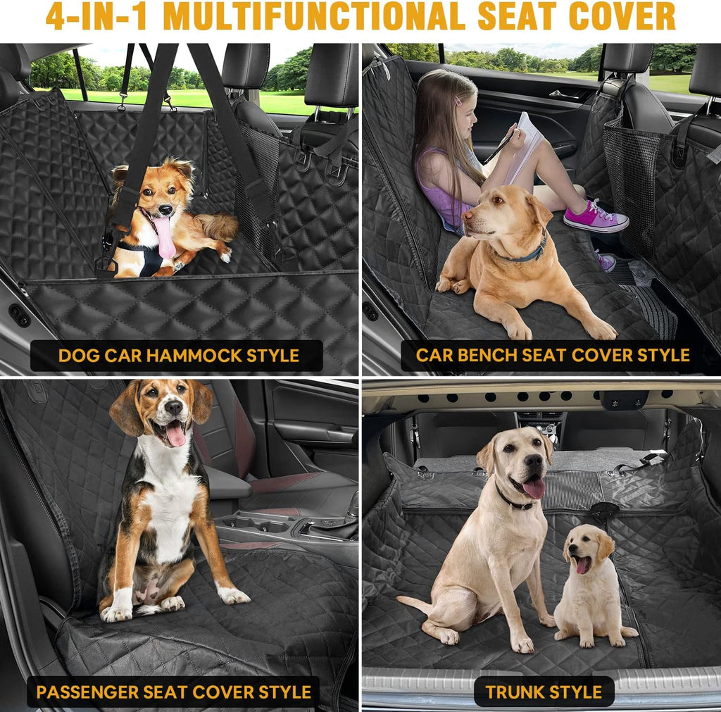 4-in-1 Waterproof Dog Car Seat Cover with Mesh Window, 55 x 58 in, Pack of 2 O19488
