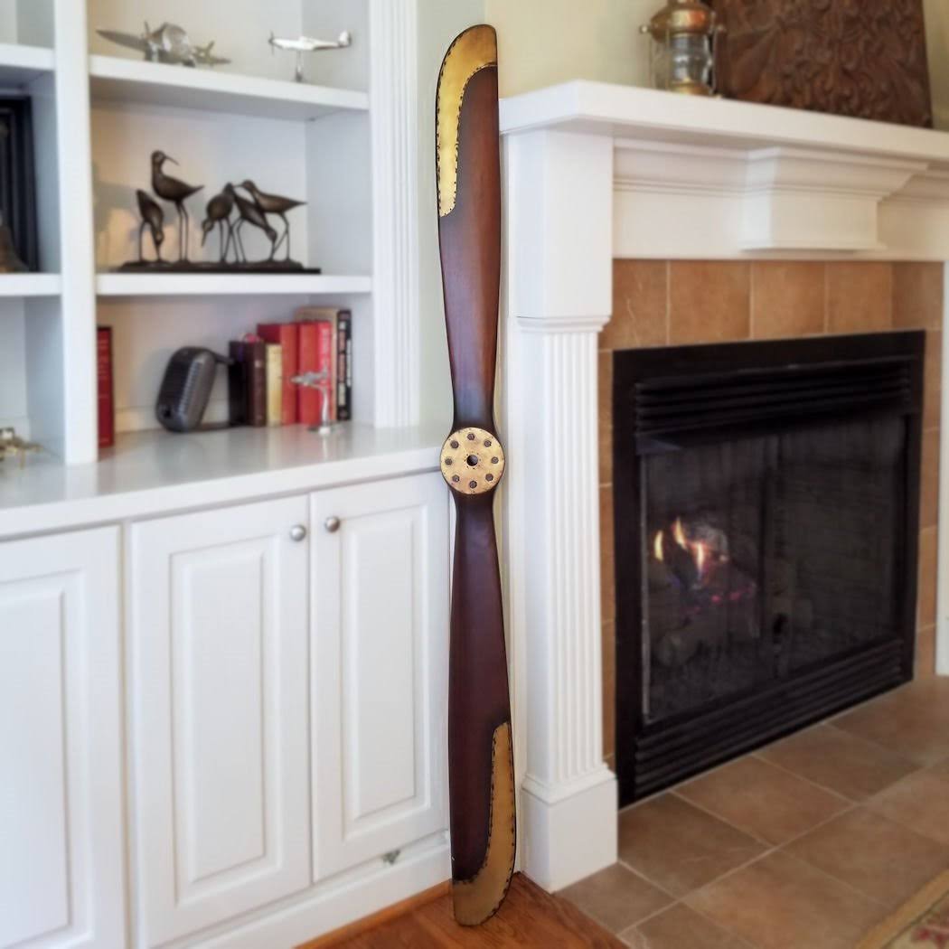 Wood Airplane Propeller with Brass Edging R489875