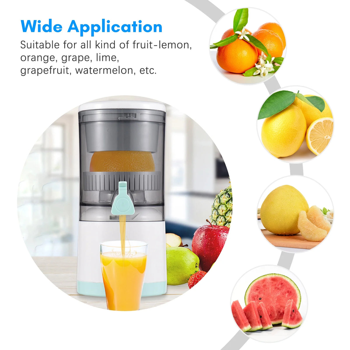 Electric Orange Juice Squeezer Portable Citrus Juicer USB Powered Detachable Washable Z19316
