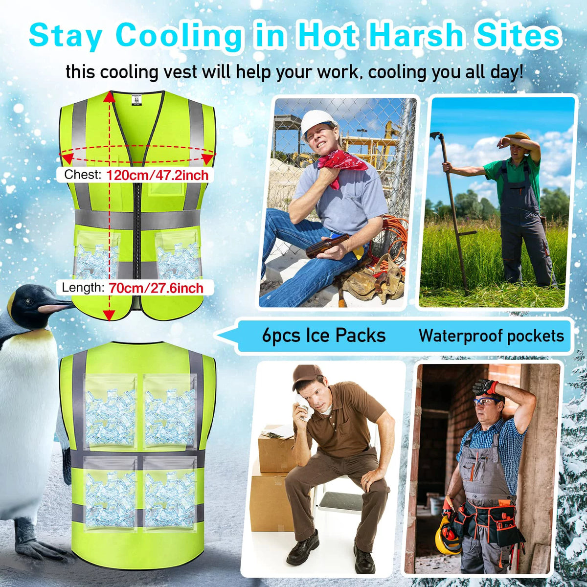 Reflective Vest with 6pcs Ice Packs D3001