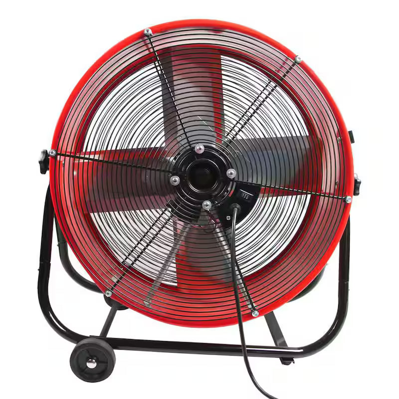 2 Fan Speeds Drum Fan in Red with Snap-On Wheels Z395
